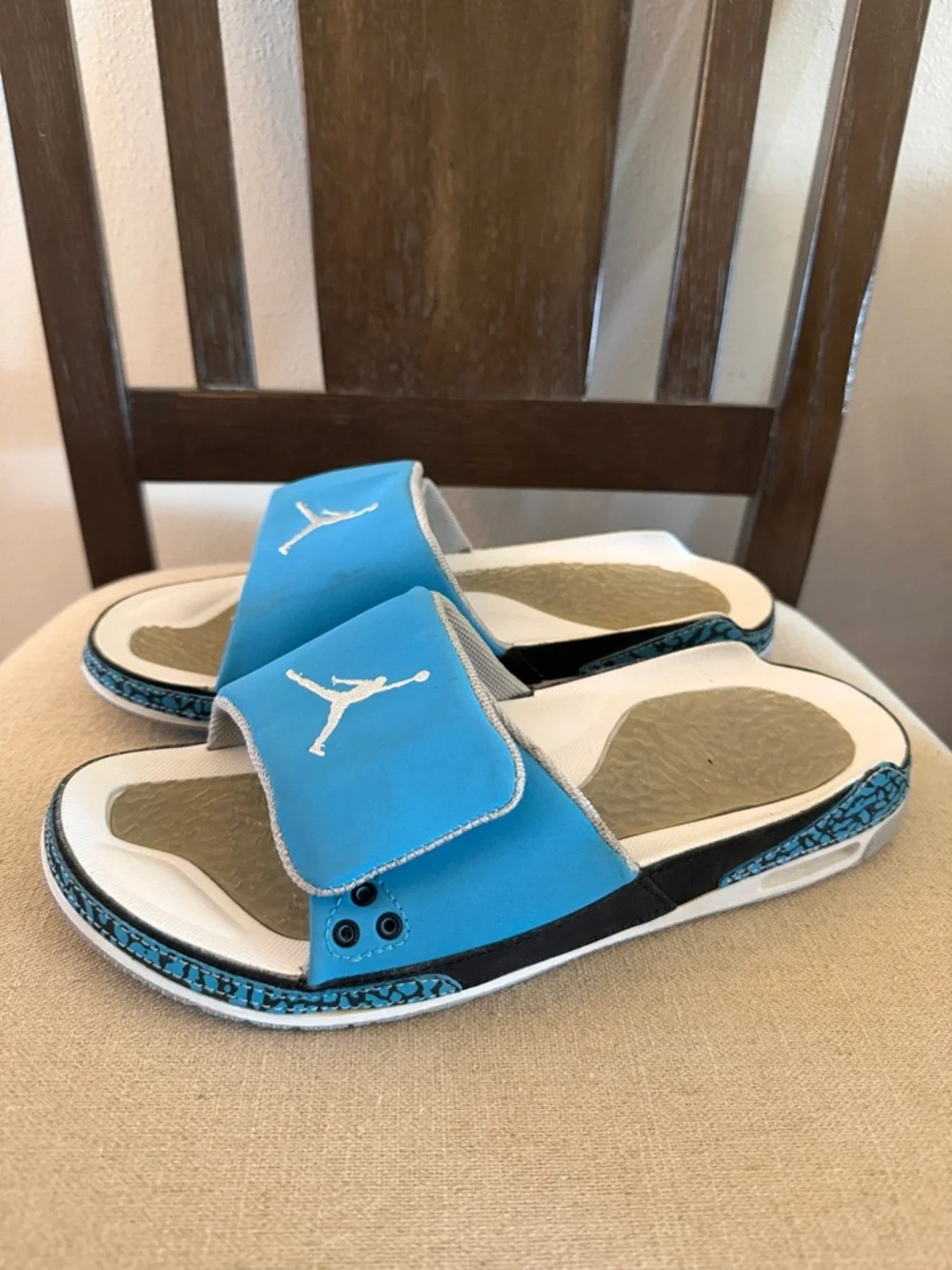 Jordan 3 Men’s Slides Sandals Dark Powder Blue Size 8